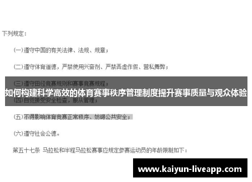 如何构建科学高效的体育赛事秩序管理制度提升赛事质量与观众体验